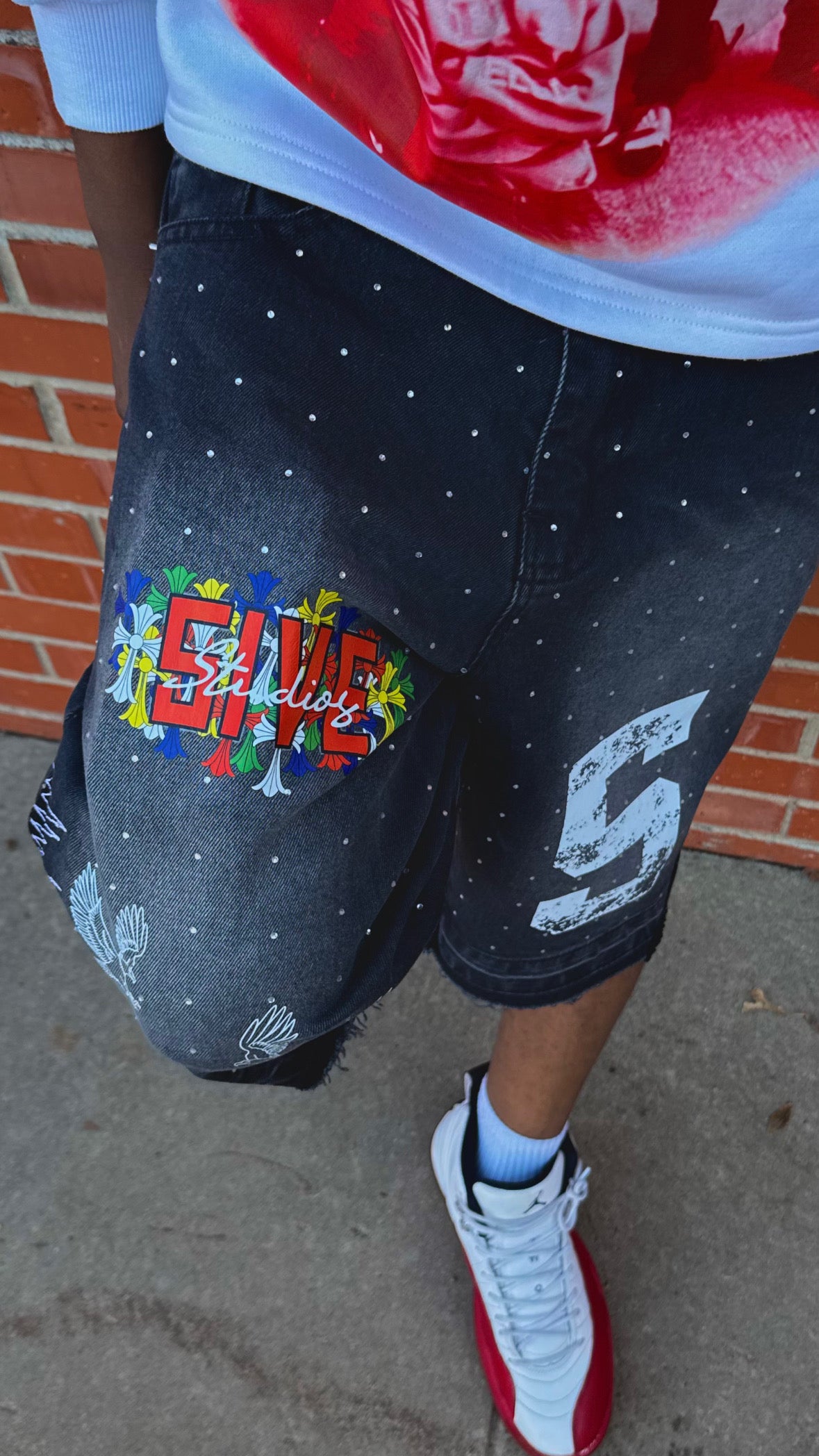 Black Rhinestone Shorts