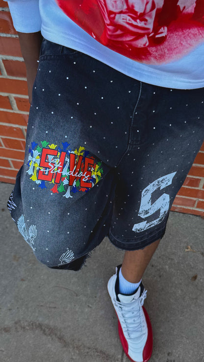 Black Rhinestone Shorts