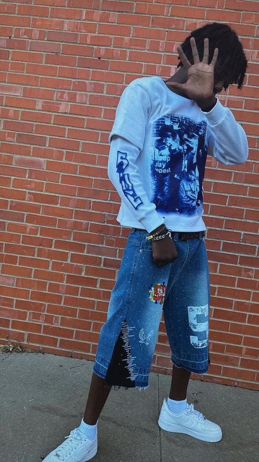 Blue Rhinestone Shorts