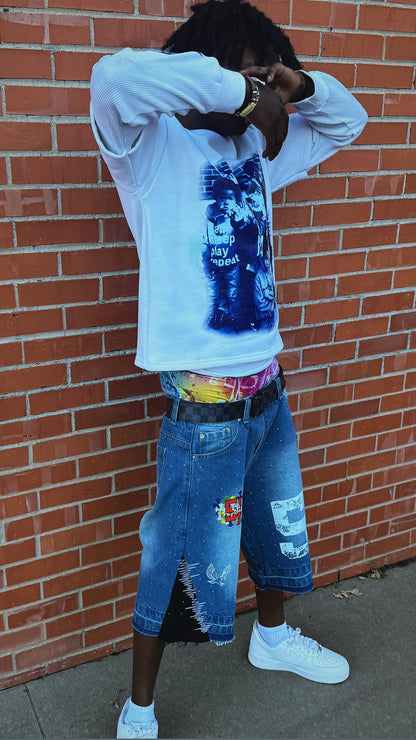 Blue Rhinestone Shorts