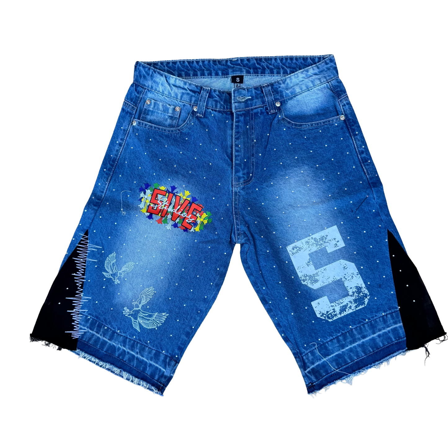 Blue Rhinestone Shorts